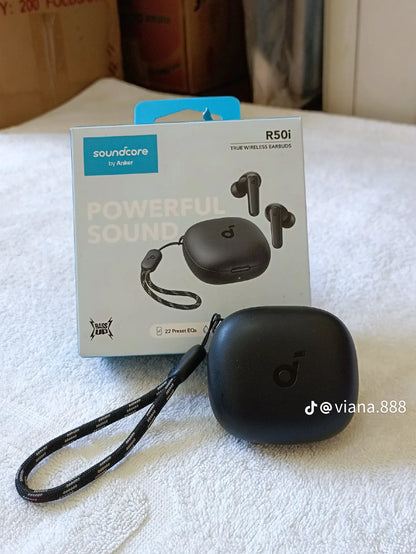 Écouteurs intra-auriculaires sans fil Anker Soundcore R50i True, TWS avec plus de 30 heures de lecture, appels clairs et basses hautes, résistant à l'eau IPX5, application Soundcore Connect avec 22 égaliseurs prédéfinis, connectivité rapide,